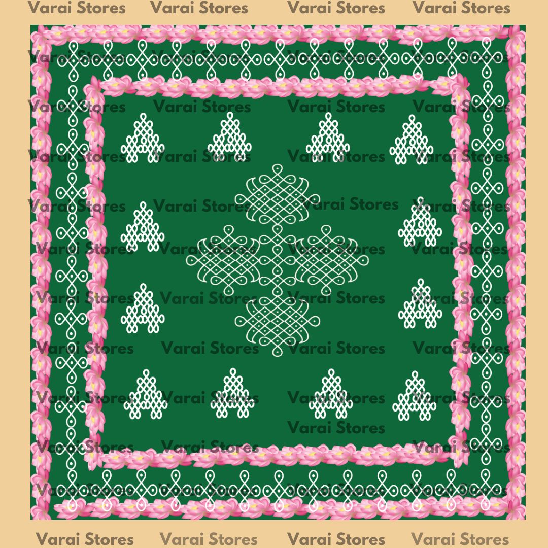 Lotus Kolam - Fabric With Pole Pocket