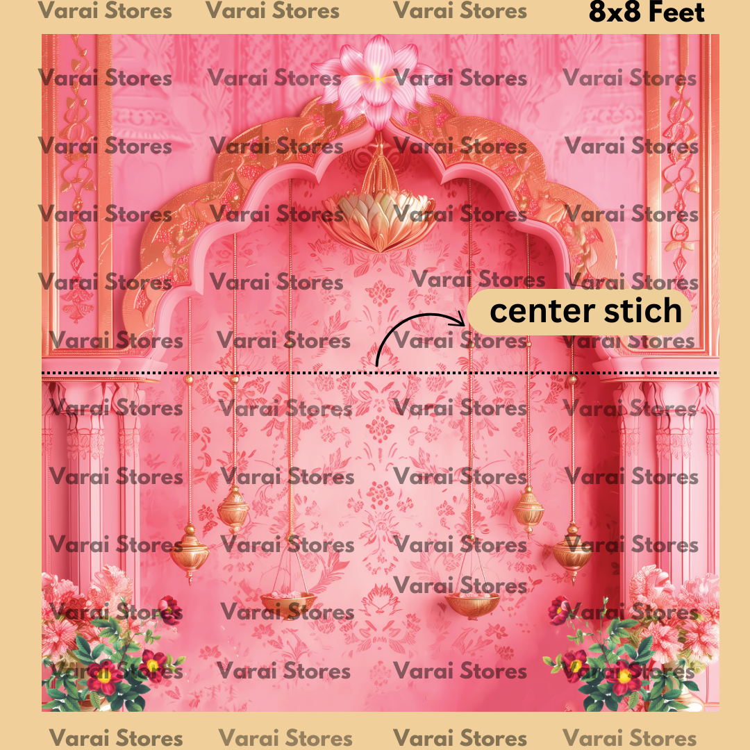 Pink Gold Lotus  - Fabric With Pole Pocket