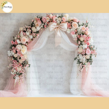 Flowers and Curtains - Baby Printed Backdrops - PREMIUM FABRIC