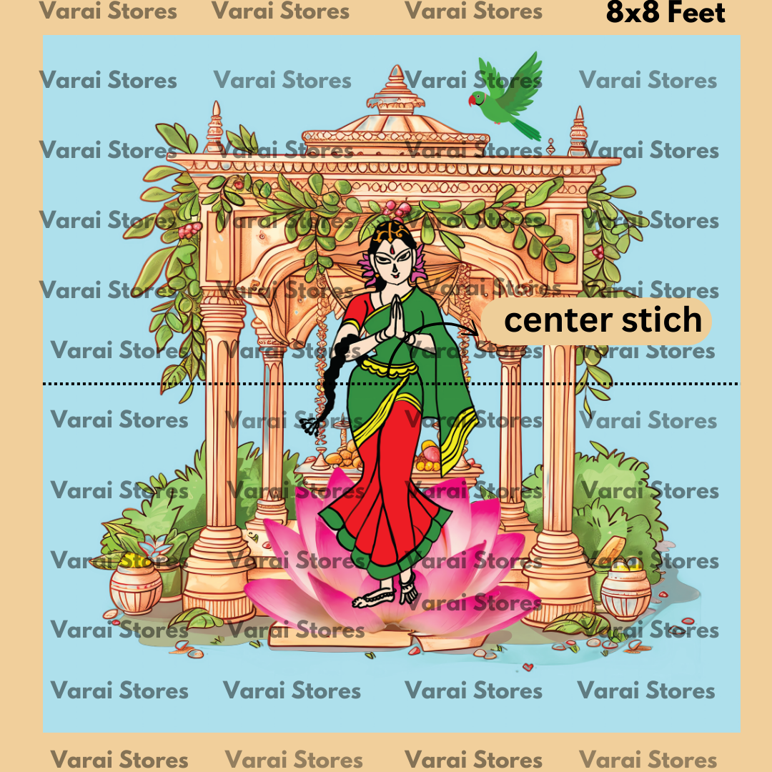 Namaskaram: Teal - Fabric With Pole Pocket