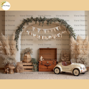 Boho Vintage Car - Baby Printed Backdrops - PREMIUM FABRIC