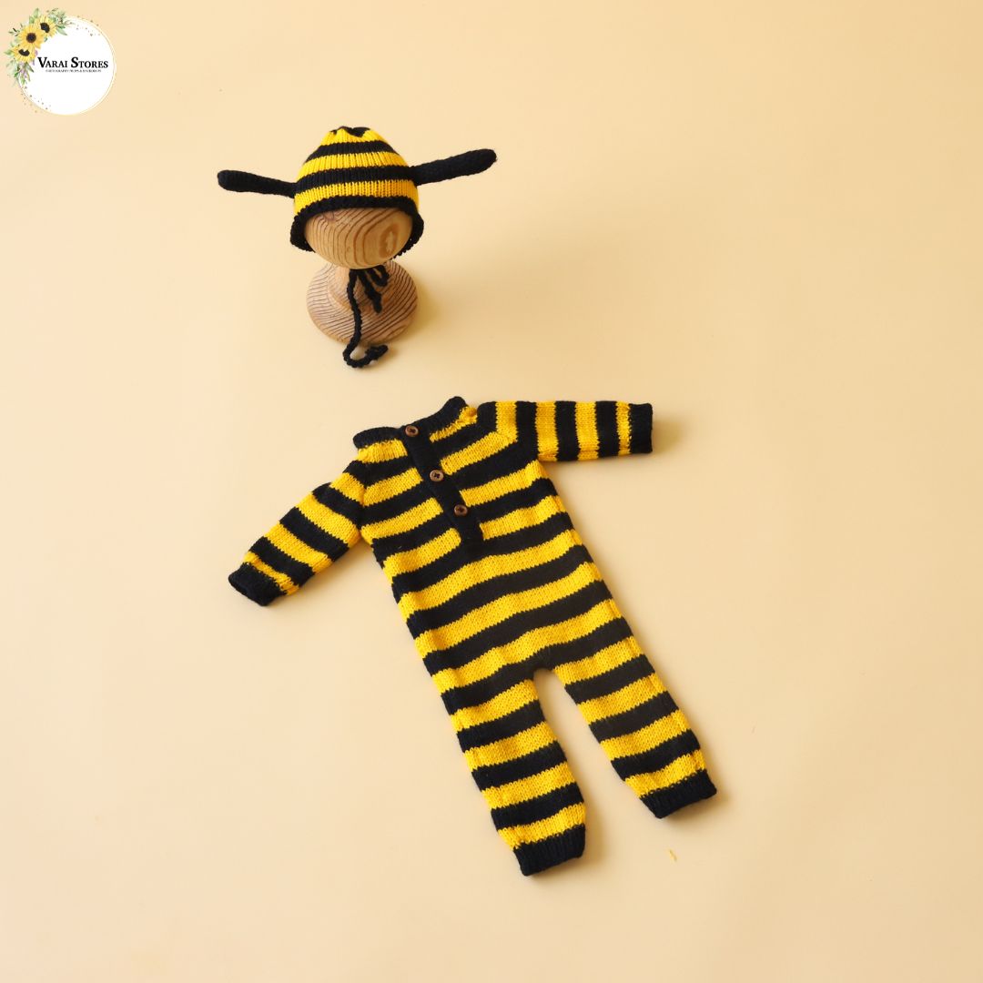 Honey Bee Romper With Cap Set (0 -2) Months
