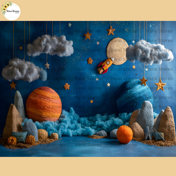Stars and Plants - Baby Printed Backdrops - PREMIUM FABRIC