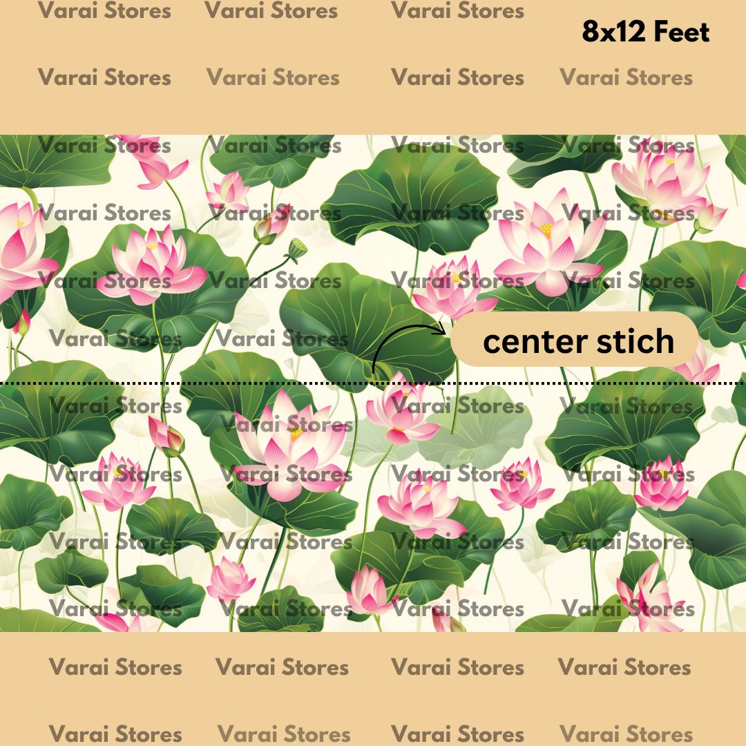 Pichwai Lotus   - Fabric With Pole Pocket