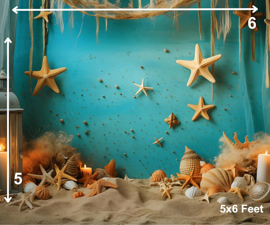 Starfish Beach - Printed Baby Backdrop - FABRIC (PRE ORDER)