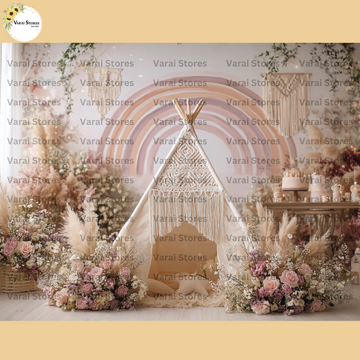 Boho Teepee - Baby Printed Backdrops - PREMIUM FABRIC