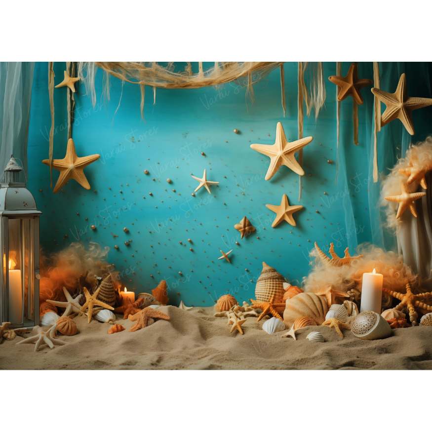 Starfish Beach - Printed Baby Backdrop - FABRIC (PRE ORDER)