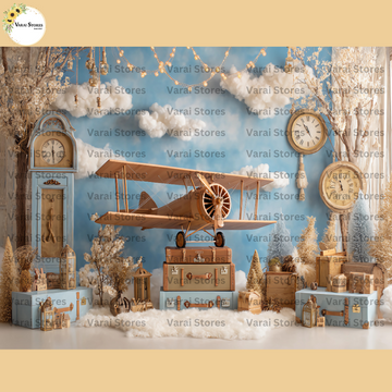 Vintage Aeroplane - Baby Printed Backdrops - PREMIUM FABRIC