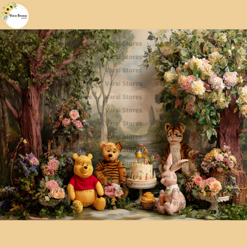 Pooh Party - Baby Printed Backdrops - PREMIUM FABRIC