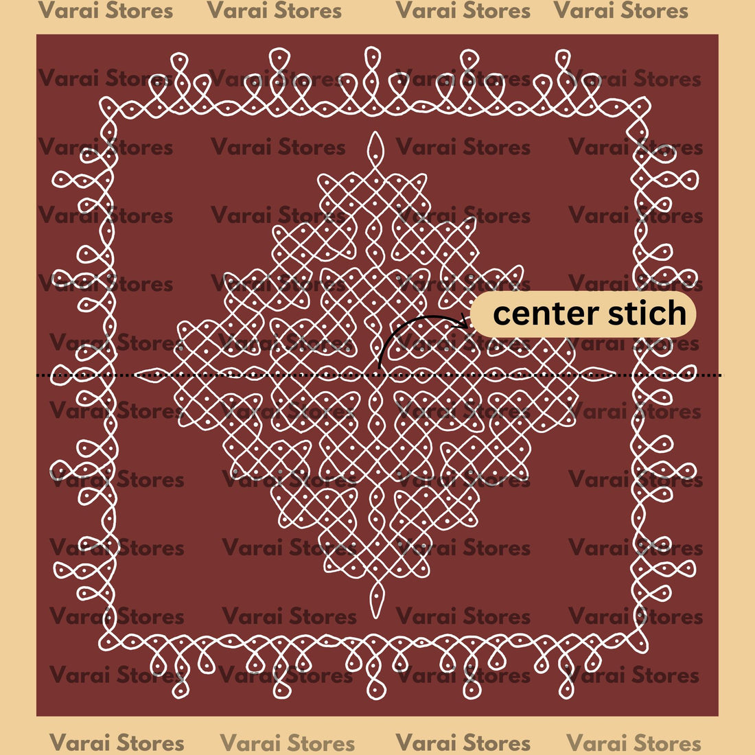 Squar Kolam - Fabric With Pole Pocket