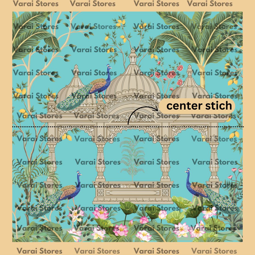 Peacock Garden (Blue) -  Fabric With Pole Pocket