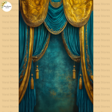 Teal Gold Curtains - Printed Lifestyle Backdrop - PREMIUM FABRIC