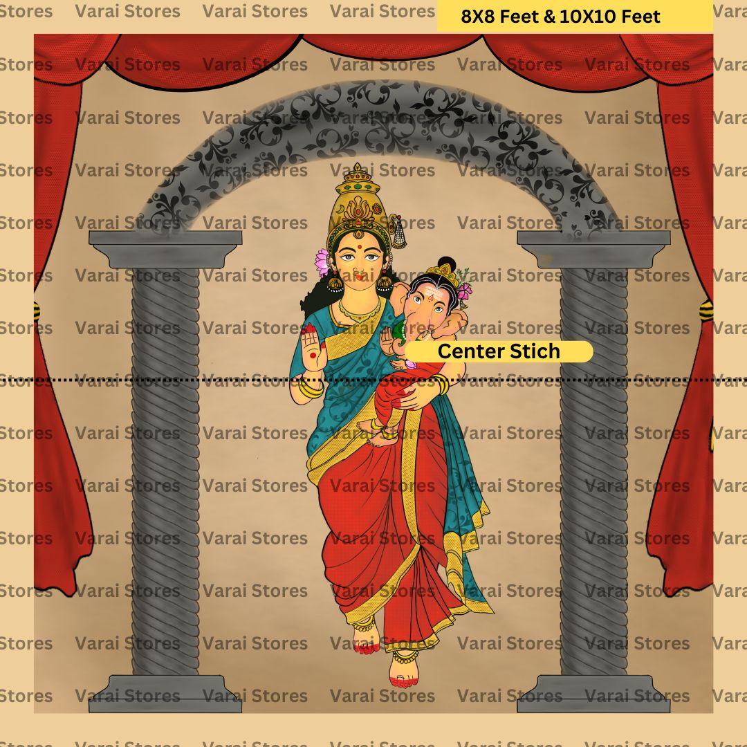 Gauri  Ganesha  - Fabric With Pole Pocket