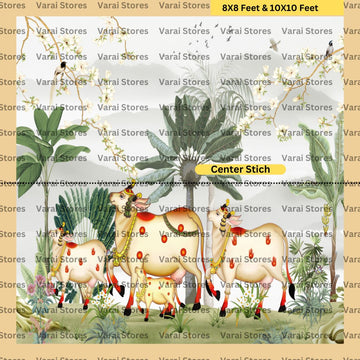 Pichwai  Garden     -  Fabric With Pole Pocket