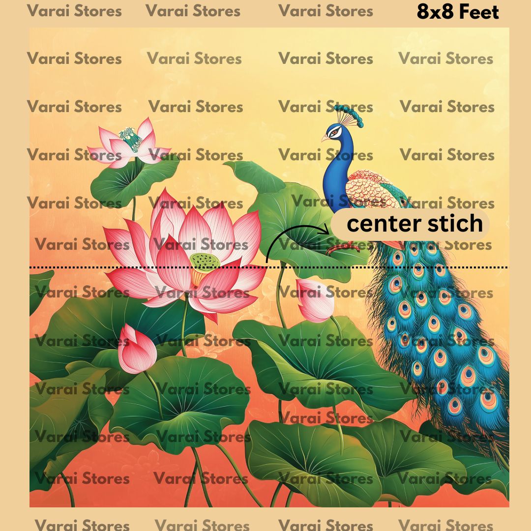 Lotus, Peacock & Parrot - Fabric With Pole Pocket