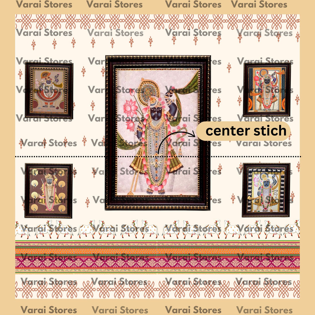 Anitique Shrinathji Frames - Fabric With Pole Pocket
