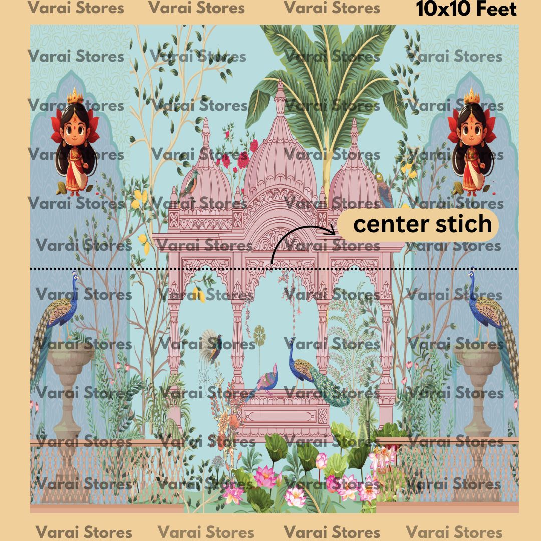 Little Saraswathi  Peacock Garden  - Fabric With Pole Pocket