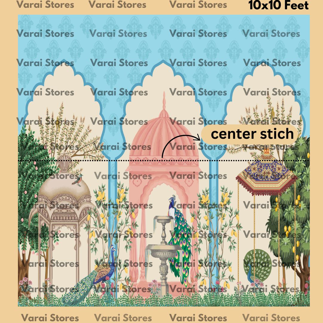 Mughul Peacock Garden  -  Fabric With Pole Pocket