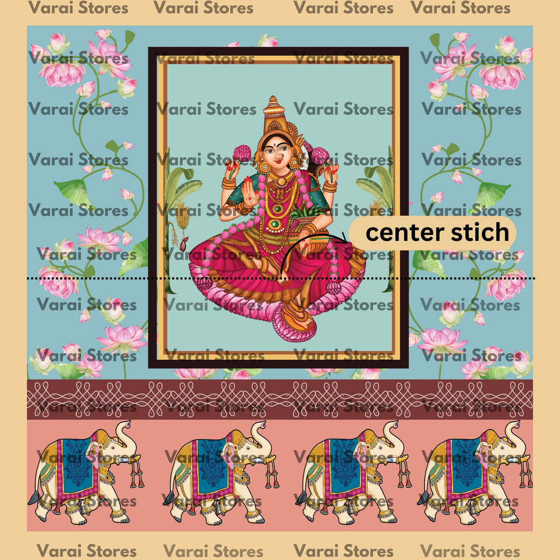 Mahalakshmi Lotus - Fabric With Pole Pocket