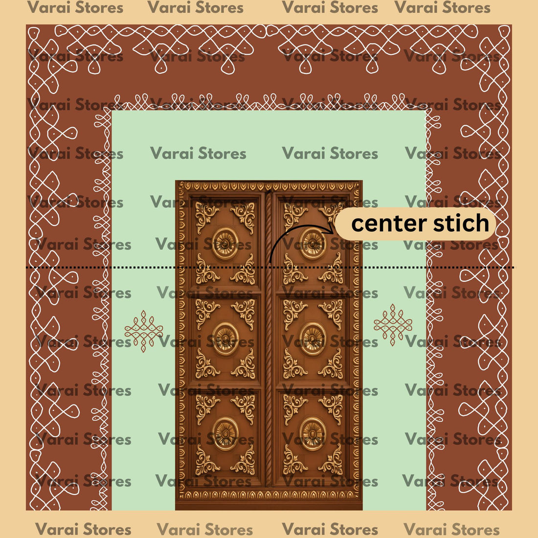Antique Door Kolam - Fabric With Pole Pocket