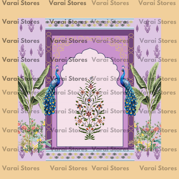 Kalpavriksha Tree With Peacock Purple - Fabric (8X8) Feet With Pole Pocket
