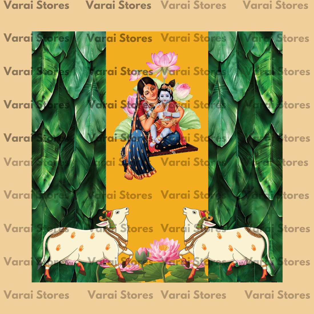 Annaprasana With Banana Leaf - Fabric With Pole Pocket