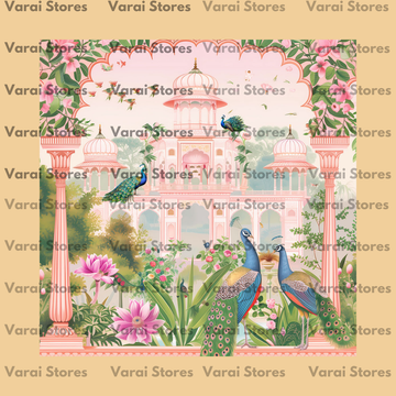 Peacock Pink Palace - Fabric (10X10) Feet With Pole Pocket