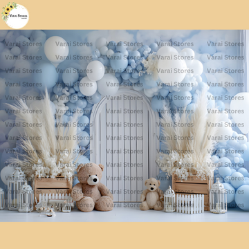 Pastel Blue Balloons - Baby Printed Backdrops - PREMIUM FABRIC