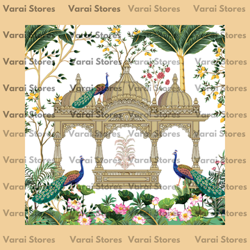 Peacock Garden: White - Fabric (8x8) Feet With Pole Pocket