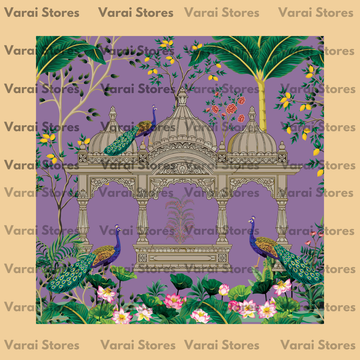 Peacock Garden: Purple - Fabric (8x8) Feet With Pole Pocket