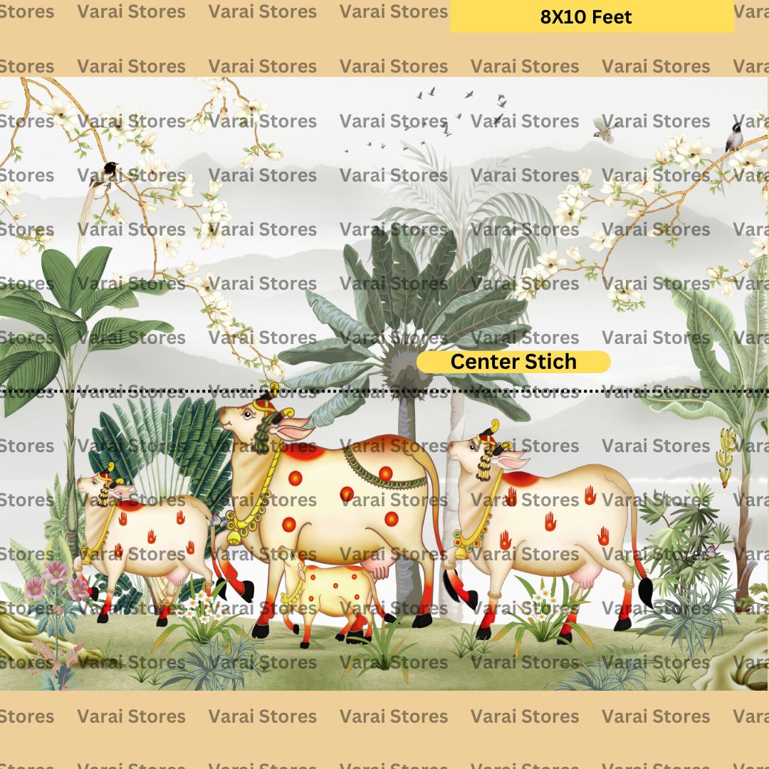 Pichwai  Garden     -  Fabric With Pole Pocket