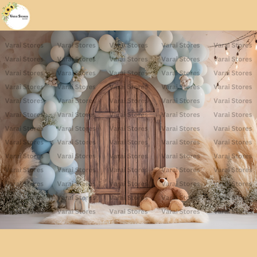 Pastel Door Teddy - Baby Printed Backdrops - PREMIUM FABRIC