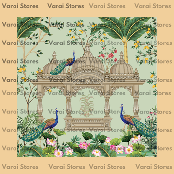 Peacock Garden: Teal - Fabric (8x8) Feet With Pole Pocket
