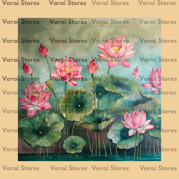 Lotus Pond: Teal - Fabric (10x10) Feet With Pole Pocket