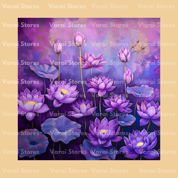 Lotus Pond: Purple - Fabric (8x8) Feet With Pole Pocket