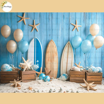 Surf Board Beach - Baby Printed Backdrops - PREMIUM FABRIC
