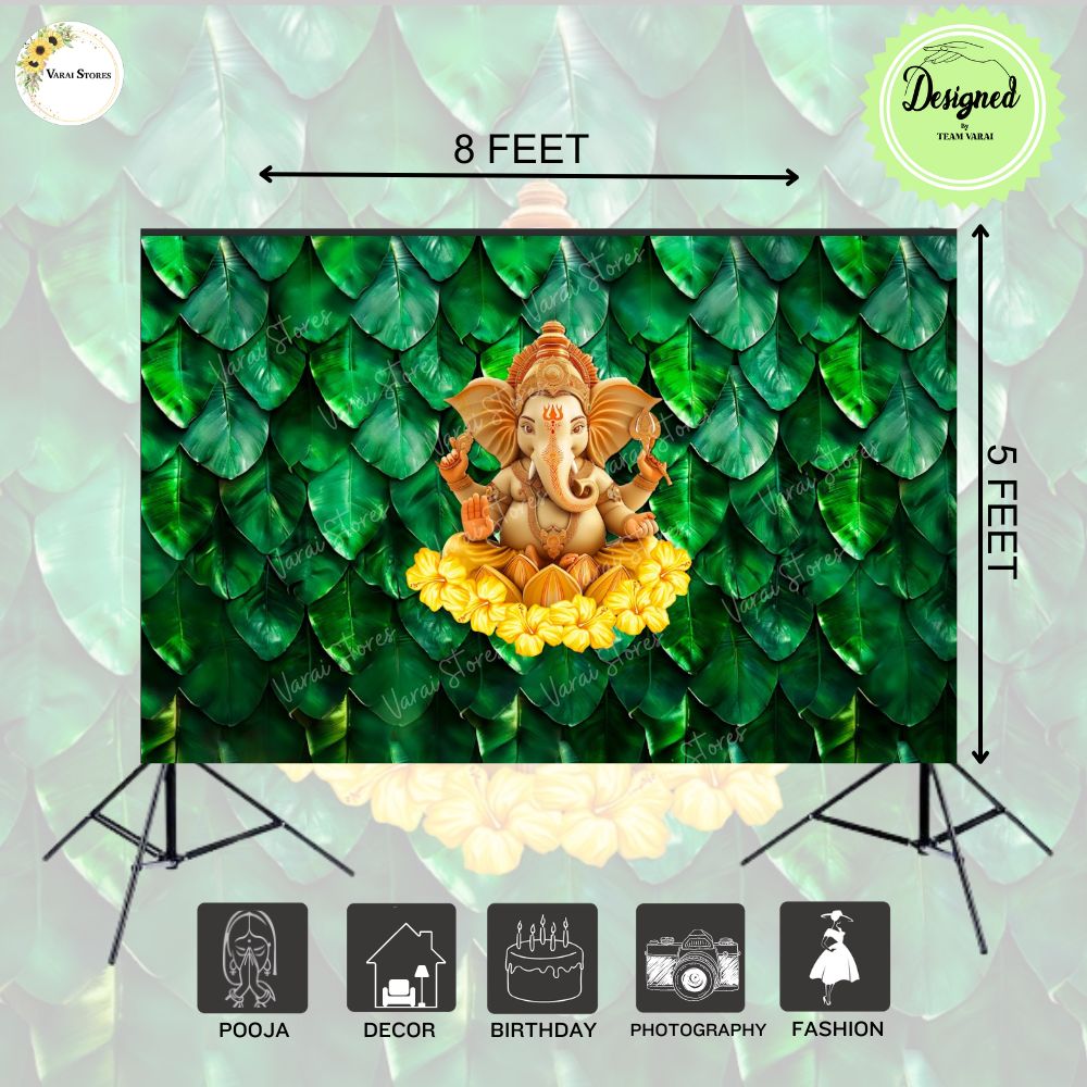 Banana Leaf Ganesha - Fabric (5x8) Feet