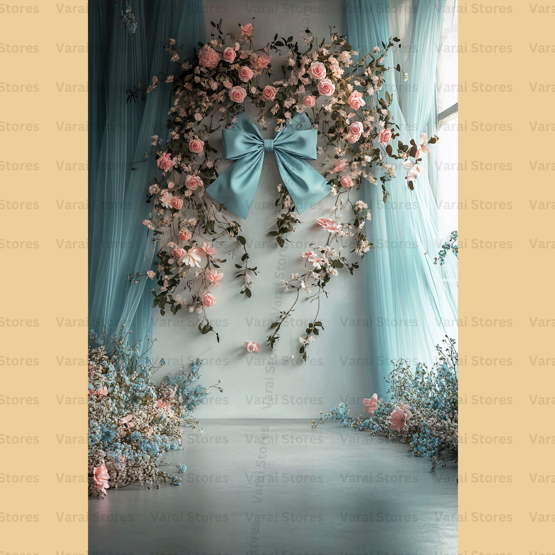 Blue Bow - Printed Lifestyle  Backdrop - PREMIUM FABRIC