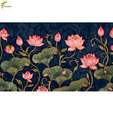 Pichwai Blue Lotus - Fabric (5x8) Feet