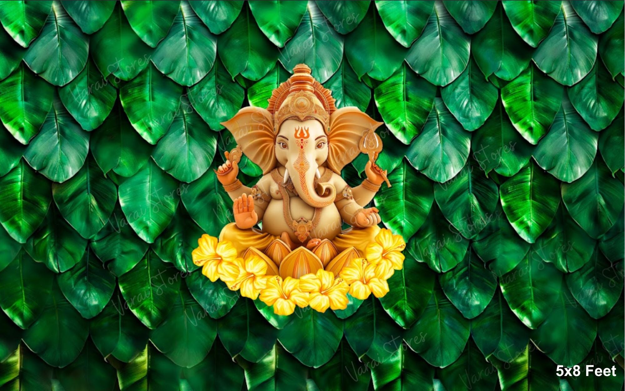 Banana Leaf Ganesha - Fabric (5x8) Feet