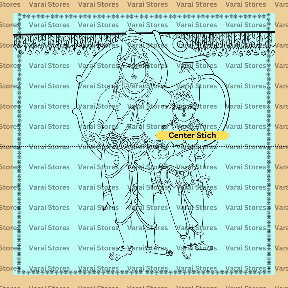 Ram Sita Sketch - Fabric With Pole Pocket