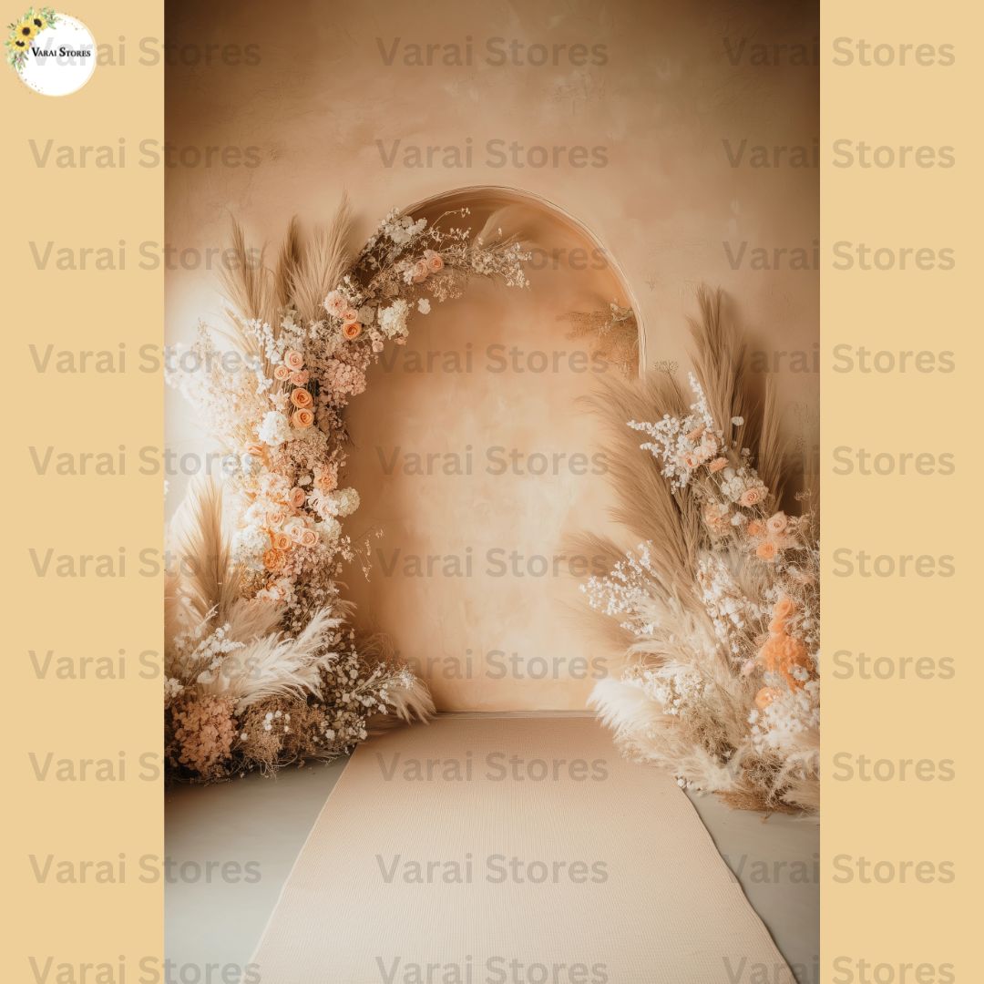 Boho Arch With Dry Flowers - Printed Lifestyle Backdrop - PREMIUM FABRIC