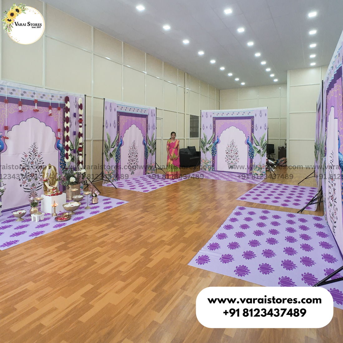 Kalpavriksha Tree With Peacock - Fabric With Pole Pocket