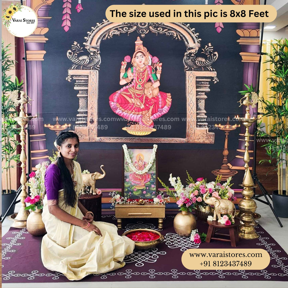 Divine Mahalakshmi - Fabric With Pole Pocket