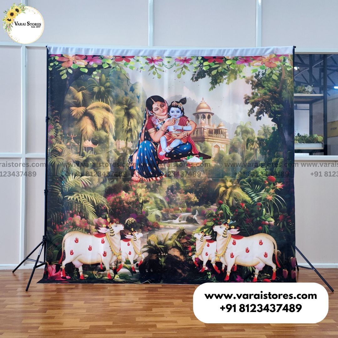 Green Annaprasana - Fabric With Pole Pocket