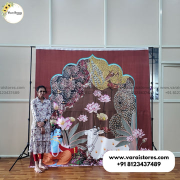Krishna Lotus: Brown - Fabric (8x8) Feet With Pole Pocket