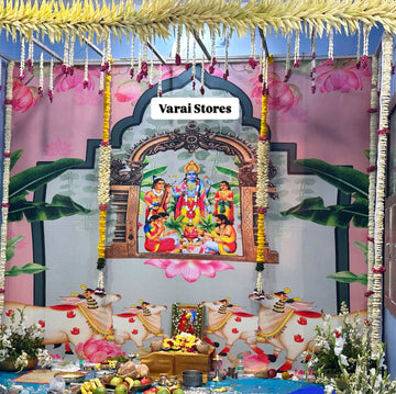 Sathyanarayana Swamy Pichwai - Fabric With Pole Pocket