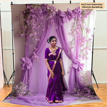 Purple Bow - Printed Lifestyle Backdrop - PREMIUM FABRIC