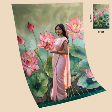 Teal Lotus Pond - PREMIUM FABRIC (8x12) Feet