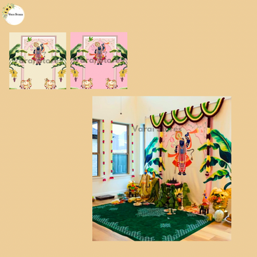 Shrinathji (Pink) - Fabric (8x8) Feet With Pole Pocket